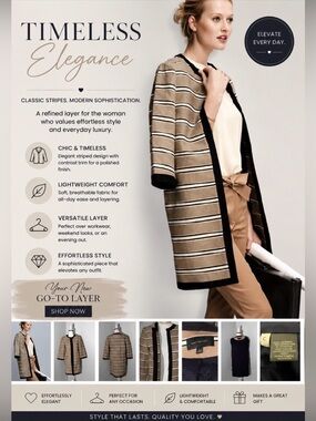 Ann Taylor XS Rail Stripe Topper Coat Beige Navy White Tan